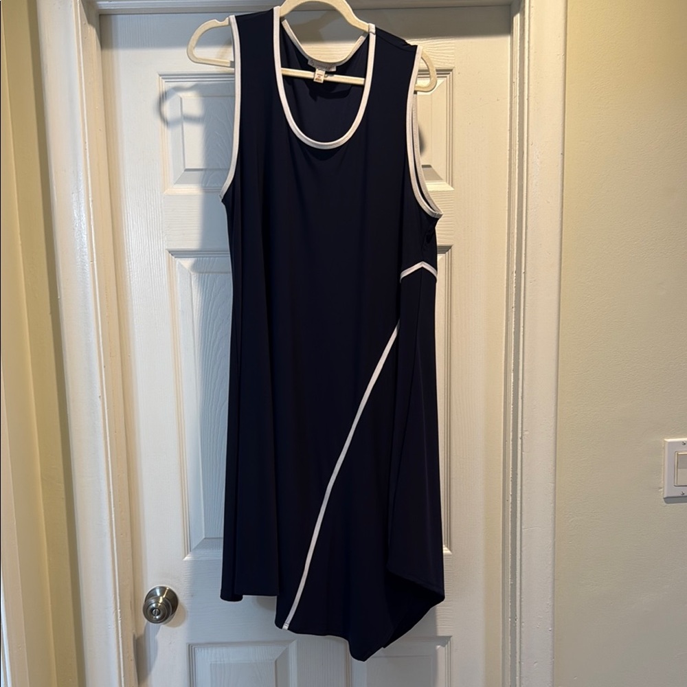 Dress Barn Dark Blue Midi Dress with White Accents